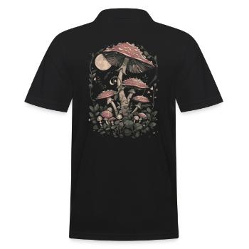 Goblincore Pilz Mondphasen Fairycore Vintage - Männer Poloshirt - Schwarz - Hinten - Kai (181cm)
