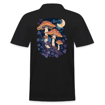 Fairycore Goblincore Pilz Mondphasen Cottagecore - Männer Poloshirt - Schwarz - Hinten - Kai (181cm)