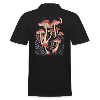 Pilz Fairycore Cottagecore Goblincore Vintage - Männer Poloshirt - Schwarz - Hinten - Kai (181cm)