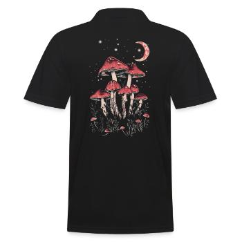Goblincore Cottagecore Fairycore Pilz Mondphasen - Männer Poloshirt - Schwarz - Hinten - Kai (181cm)