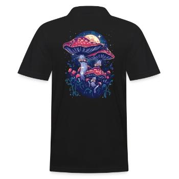 Cottagecore Vintage Pilz Mondphasen Fairycore - Männer Poloshirt - Schwarz - Hinten - Kai (181cm)