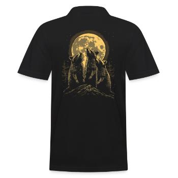 3 raton laveur lune hurlante tête de raton laveur - Polo Homme - noir - Dos - Kai (181cm)