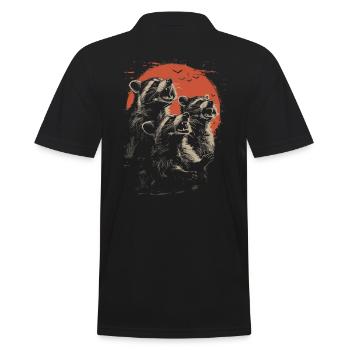 3 Raccoons Moon Funny Raccoons Graphic Design - Men's Polo Shirt - black - Back - Kai (181cm)