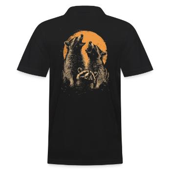3 ratons laveurs lune hurlante tête de raton laveur drôle - Polo Homme - noir - Dos - Kai (181cm)