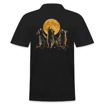 3 ratons laveurs lune tête hurlante drôle graphique - Polo Homme - noir - Dos - Kai (181cm)