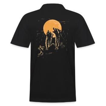 3 Waschbären Mond Heulender Tierkunst - Männer Poloshirt - Schwarz - Hinten - Kai (181cm)