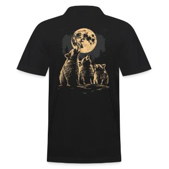 3 raton laveur lune hurlant mignon tête de raton laveur - Polo Homme - noir - Dos - Kai (181cm)