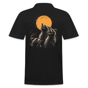 3 ratons laveurs lune hurlant drôles de ratons laveurs - Polo Homme - noir - Dos - Kai (181cm)