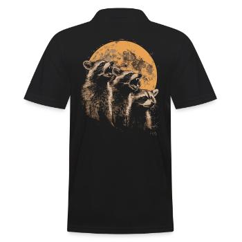 3 Raccoon Moon Howling Funny Raccoon Art - Men's Polo Shirt - black - Back - Kai (181cm)