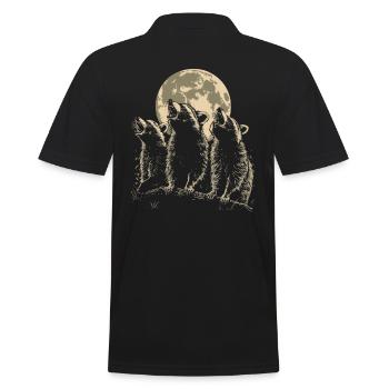 3 raton laveur lune hurlant raton laveur mignon - Polo Homme - noir - Dos - Kai (181cm)