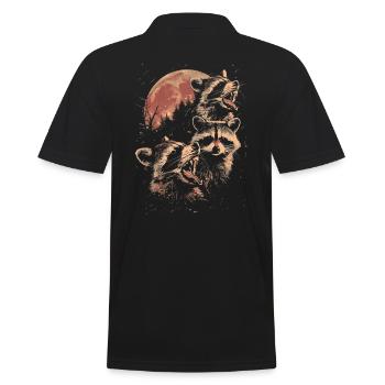 3 ratons laveurs lune hurlant mignon tête drôle - Polo Homme - noir - Dos - Kai (181cm)