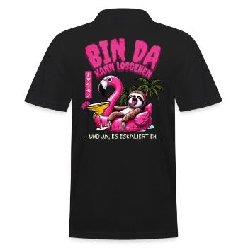 Flamingo 'Bin da kann los' Girls' Night Out Design - Men's Polo Shirt - black - Back - Kai (181cm)