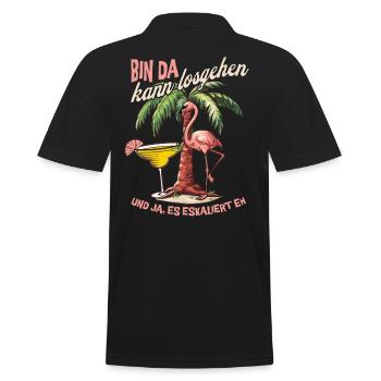 Party Design Flamingo 'I'm Here You Can Go' - Men's Polo Shirt - black - Back - Kai (181cm)
