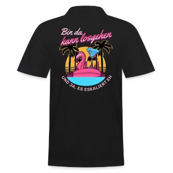'I'm there can start' Flamingo Girls' Night Out - Men's Polo Shirt - black - Back - Kai (181cm)