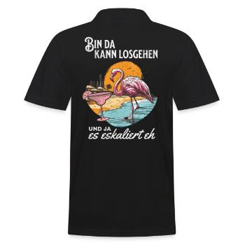 Funny Flamingo 'I'm Here You Can Go' Design - Men's Polo Shirt - black - Back - Kai (181cm)