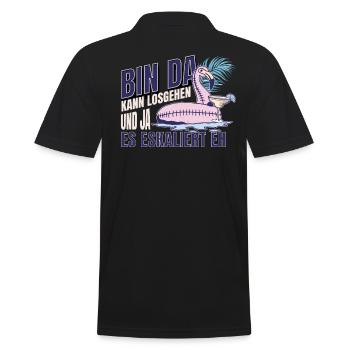 'I'm there can start' Flamingo Design Girls' Night Out - Men's Polo Shirt - black - Back - Kai (181cm)