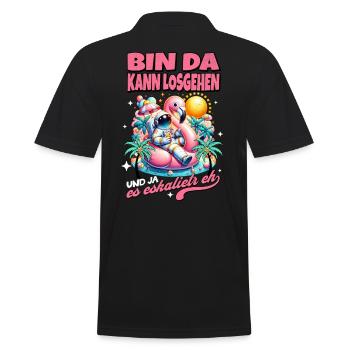 Drôle de flamant rose 'Je suis là peut aller' - Polo Homme - noir - Dos - Kai (181cm)