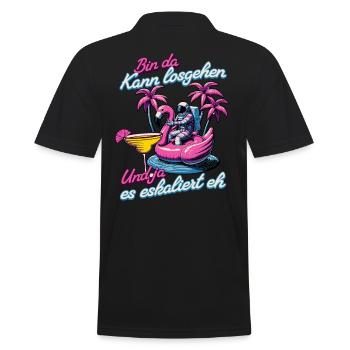 Women Funny 'I'm Here You Can Go' Flamingo - Men's Polo Shirt - black - Back - Kai (181cm)