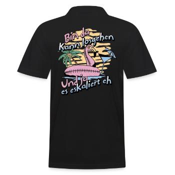 Party Flamingo 'Bin da kann los' Girls' Night Out - Men's Polo Shirt - black - Back - Kai (181cm)