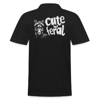 Cute but feral Kaffee Trinker Waschbär Cartoon - Männer Poloshirt - Schwarz - Hinten - Kai (181cm)