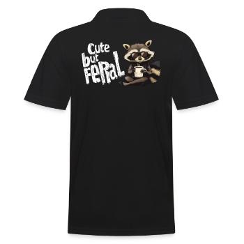 Mignon mais sauvage raton laveur connaisseur de café dessin animé - Polo Homme - noir - Dos - Kai (181cm)