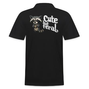 Wild und verrückt Waschbär Kaffee Trinker Cartoon - Männer Poloshirt - Schwarz - Hinten - Kai (181cm)