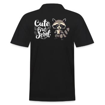 Retro Raccoon Coffee Cartoon - Mignon mais sauvage - Polo Homme - noir - Dos - Kai (181cm)