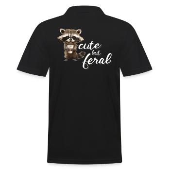 Mignon mais sauvage raton laveur dessin animé amateur de café - Polo Homme - noir - Dos - Kai (181cm)