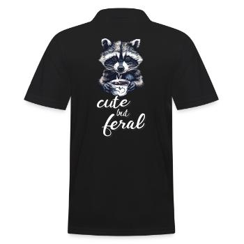 Cute but feral Kaffee Trinker Waschbär Cartoon - Männer Poloshirt - Schwarz - Hinten - Kai (181cm)