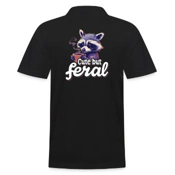Coffee Connoisseur Raccoon Cartoon - Mignon mais sauvage - Polo Homme - noir - Dos - Kai (181cm)