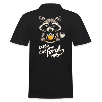 Cute but feral Waschbär Kaffee Cartoon Design - Männer Poloshirt - Schwarz - Hinten - Kai (181cm)