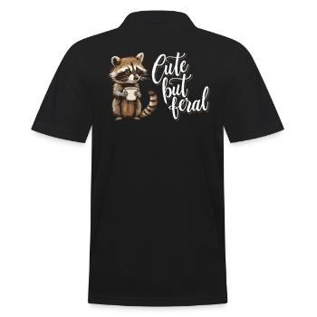 Wild und verrückt Kaffee Trinker Waschbär - Männer Poloshirt - Schwarz - Hinten - Kai (181cm)