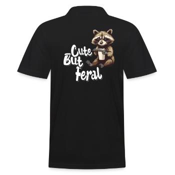 Cute but feral Kaffee Trinker Waschbär Cartoon - Männer Poloshirt - Schwarz - Hinten - Kai (181cm)