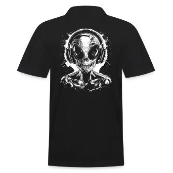 Alien DJ Alien with Headphones UFO Festival - Men's Polo Shirt - black - Back - Kai (181cm)