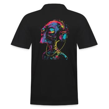 Festival with DJ Alien Alien UFO Headphones - Men's Polo Shirt - black - Back - Kai (181cm)