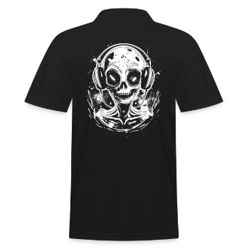 DJ Alien with Headphones Festival UFO Alien - Men's Polo Shirt - black - Back - Kai (181cm)