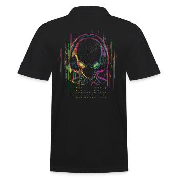 Festival DJ Alien with Headphones Alien UFO - Men's Polo Shirt - black - Back - Kai (181cm)
