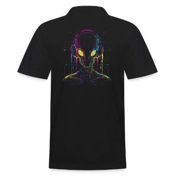 Festival UFO Alien DJ with Headphones Alien - Men's Polo Shirt - black - Back - Kai (181cm)