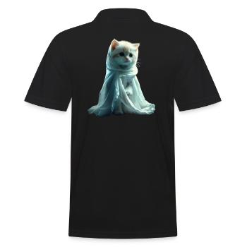Chaton fantôme mignon Halloween Design mignon - Polo Homme - noir - Dos - Kai (181cm)