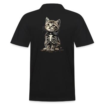 Cute Skeleton Kitten - Halloween Disguise - Men's Polo Shirt - black - Back - Kai (181cm)