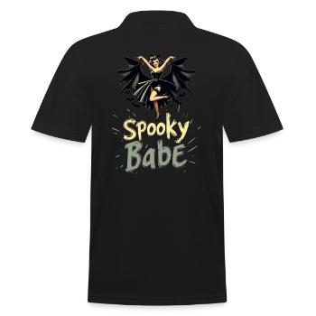 Spooky Babe Bat Retro Halloween Women's - Men's Polo Shirt - black - Back - Kai (181cm)
