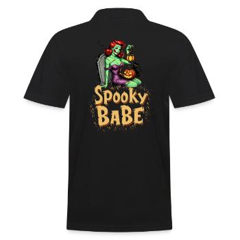 Spooky Babe Retro Zombie Women's Costume Disguise - Men's Polo Shirt - black - Back - Kai (181cm)