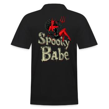 Spooky Babe Retro Devil Women's Costume - Men's Polo Shirt - black - Back - Kai (181cm)
