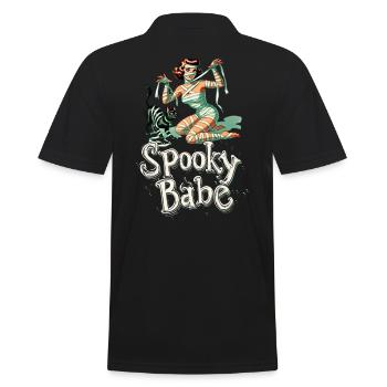 Spooky Babe Retro Mummy Women's Costume Disguise - Men's Polo Shirt - black - Back - Kai (181cm)