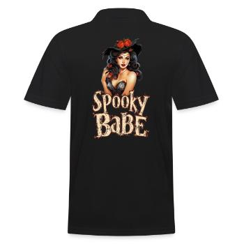 Spooky Babe Retro Herbst Hexe Damen - Männer Poloshirt - Schwarz - Hinten - Kai (181cm)