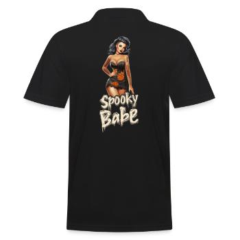 Spooky Babe Retro Tattoo Halloween Damen - Männer Poloshirt - Schwarz - Hinten - Kai (181cm)
