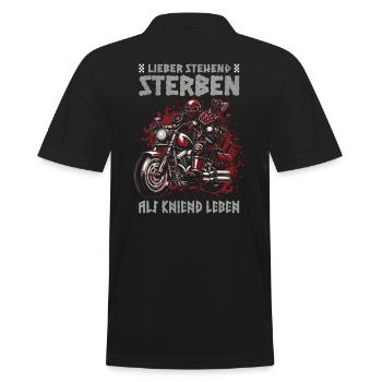 Biker Knight Design Better Die Standing - Men's Polo Shirt - black - Back - Kai (181cm)
