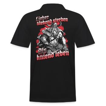 rViking Warrior Design Stehend Sterben Krieger - Männer Poloshirt - Schwarz - Hinten - Kai (181cm)
