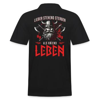 Viking Axe Warrior Prefer to Die Standing - Men's Polo Shirt - black - Back - Kai (181cm)