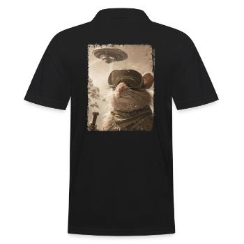 UFO Retro Vintage Uncanny Alien Ski Mouse - Men's Polo Shirt - black - Back - Kai (181cm)